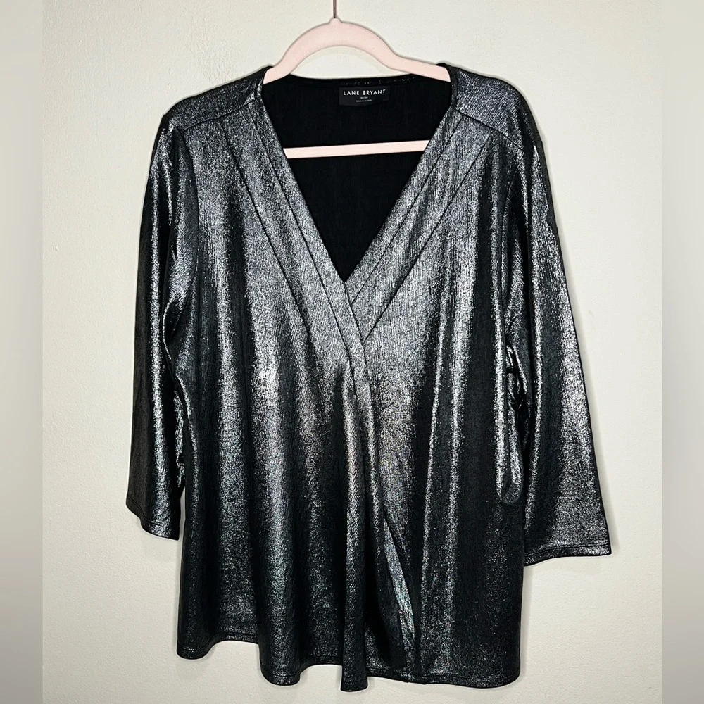 Lane Bryant Swing 3/4-Sleeve Pleat-Front Top 18/20